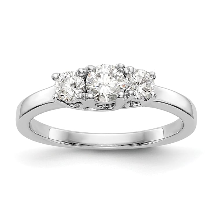 Rhodium Over 14K White Gold Lab Grown Diamond SI1/SI2, G H I, 3-Stone
Engagement Ring
