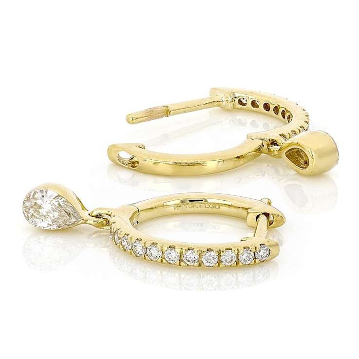 Lab-Grown Diamond Huggie With Dangle Charm 10K Yellow Gold