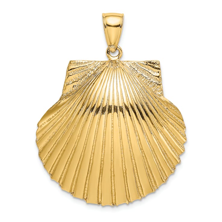 14k Yellow Gold Textured Scallop Shell Pendant
