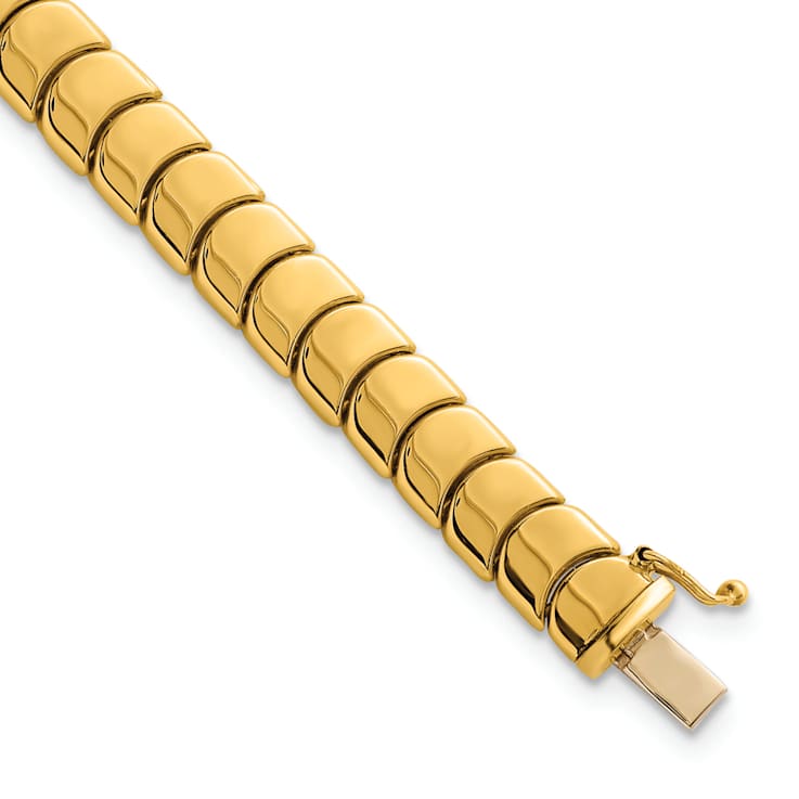 14K Yellow Gold 7.5mm Fancy Link 7.5 inch Bracelet