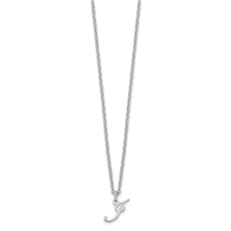 Rhodium Over Sterling Silver Letter J Initial Necklace