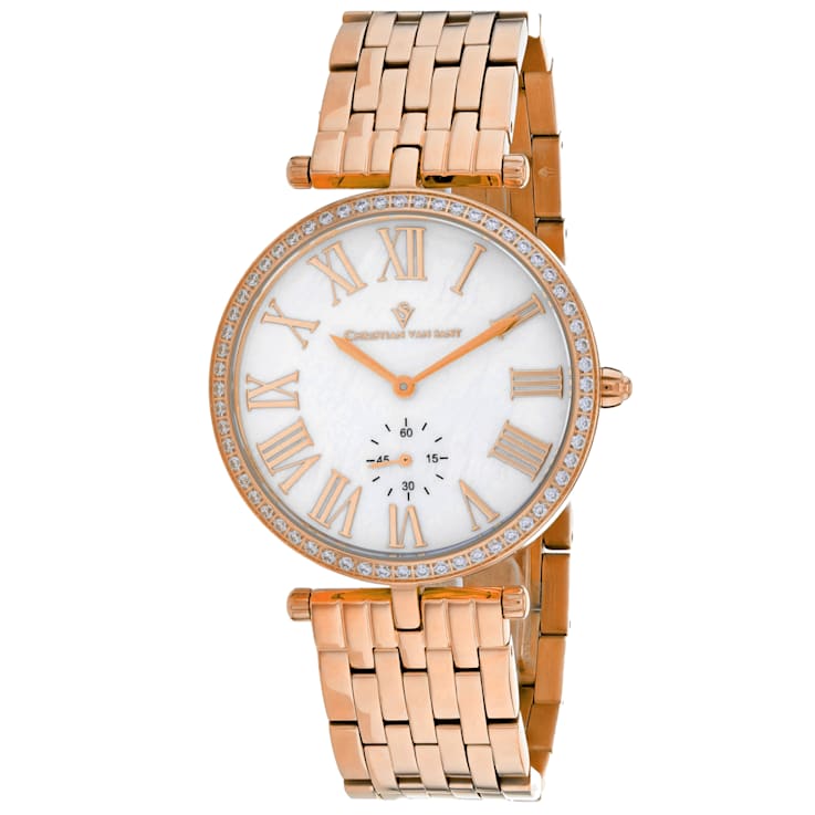 Christian Van Sant Women's Hush White Dial, Rose Stainless Steel Watch