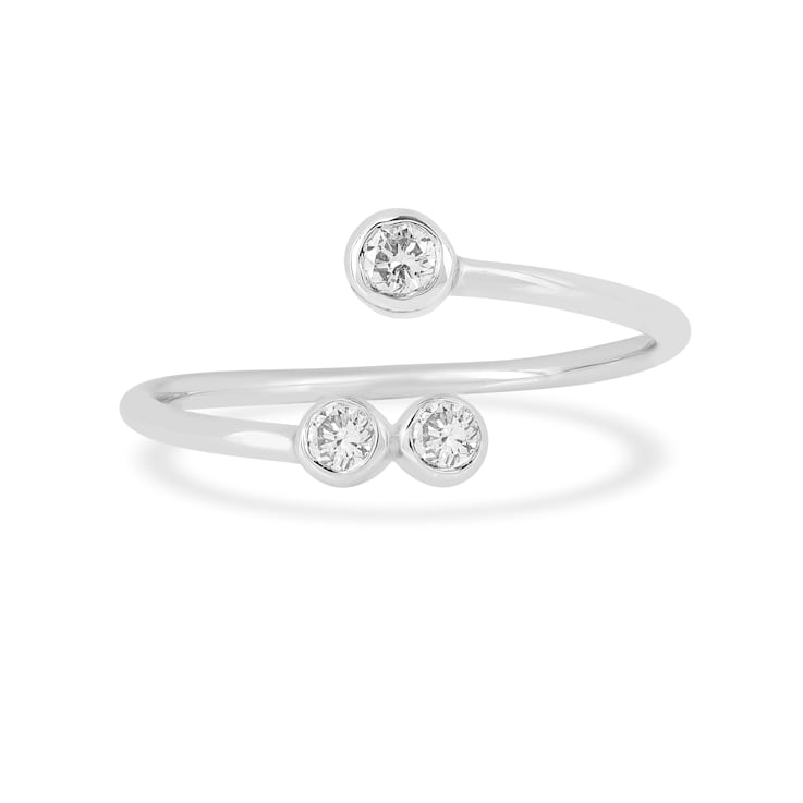 Lab Grown Diamond Bypass Rhodium over Sterling Silver Open Ring