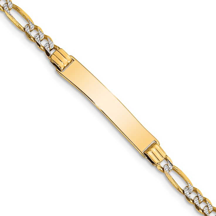 14k Yellow Gold and Rhodium Over 14k Yellow Gold Children's Pavé Figaro
Link ID Bracelet