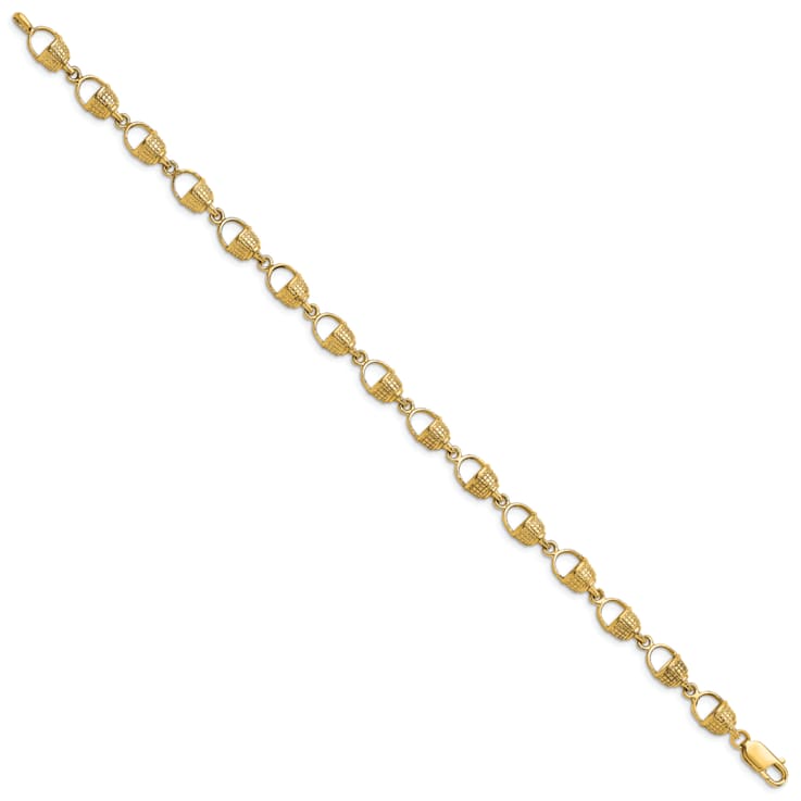 14k Yellow Gold Textured Nantucket Basket Bracelet