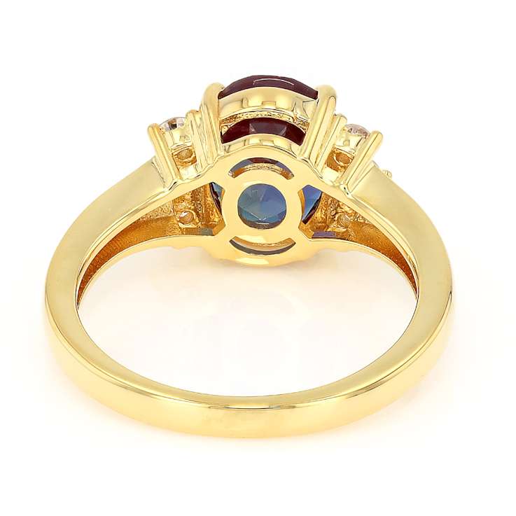 Lab-Created Alexandrite And Lab-Grown Diamond Ring In 18K Gold Over
Sterling Silver 2.81ctw