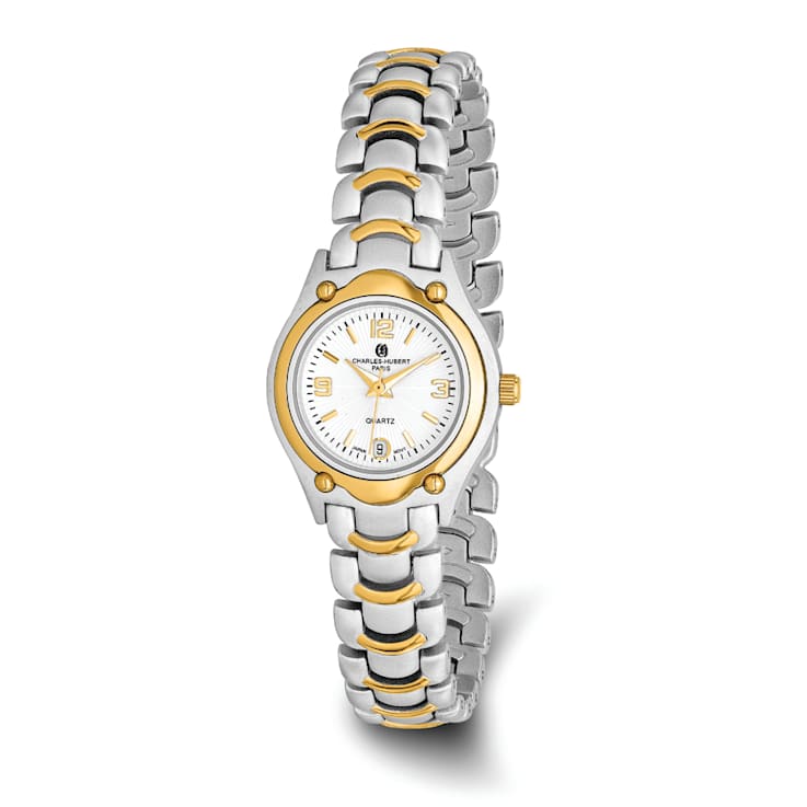 Ladies Charles Hubert Two-tone Brass White Dial Watch