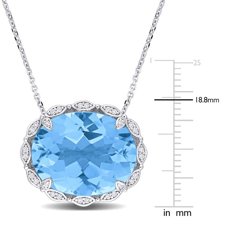 Sky Blue Topaz & Diamond 14K White Gold Pendant With Chain 24.88ctw