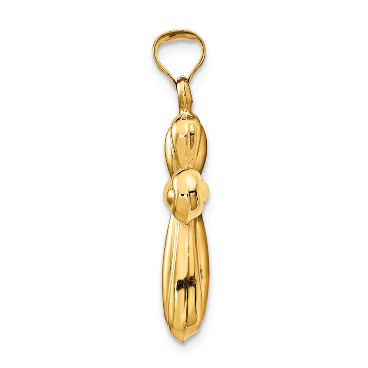 14k Yellow Gold 3D Polished Reversible Cross Pendant