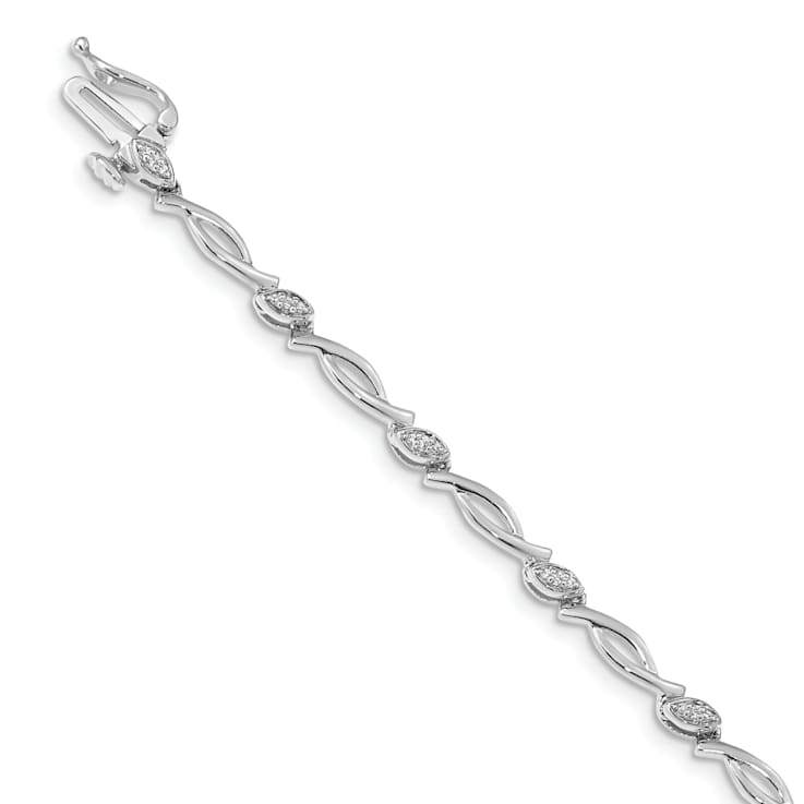 Rhodium Over 14k White Gold Diamond Bracelet