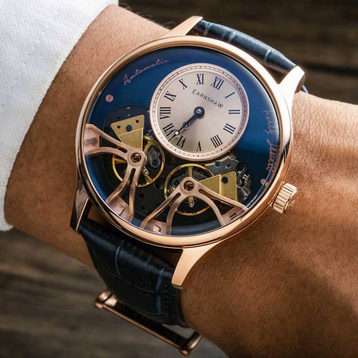 Thomas Earnshaw Scientists Faraday Double Barrel Blue Stainless Steel
Band Automatic Watch