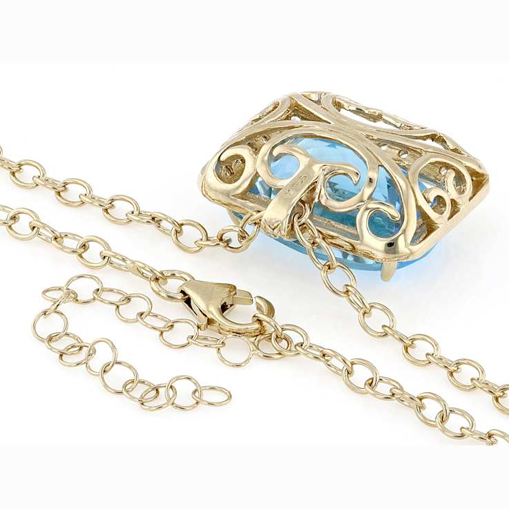Sky Blue Topaz And White Topaz Pendant Necklace In 18K Gold Over
Sterling Silver 23.90ctw