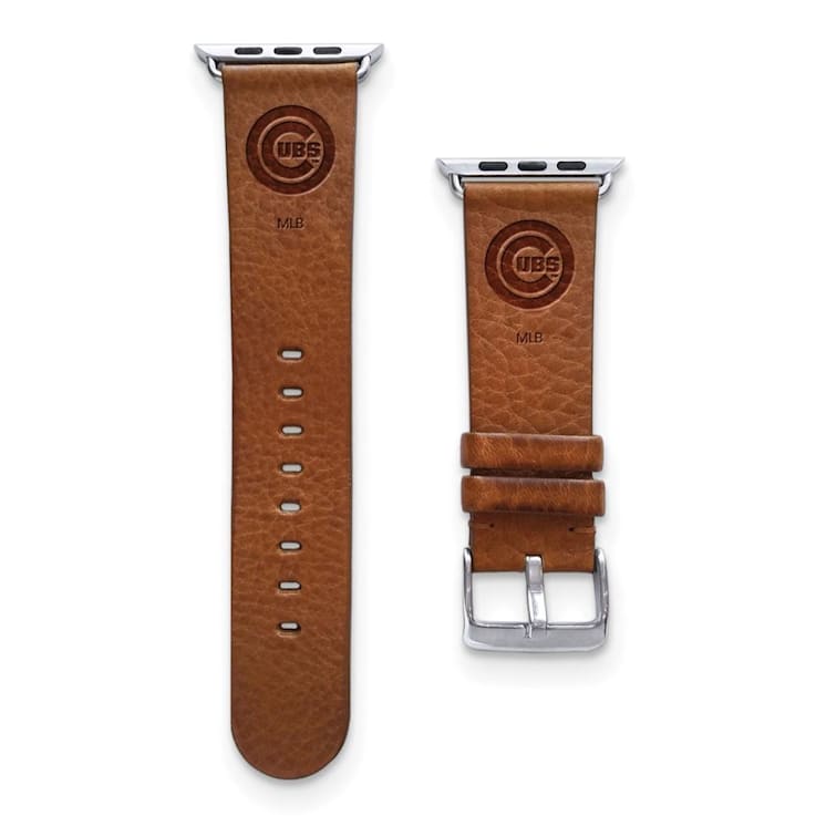Gametime MLB Chicago Cubs Tan Leather Apple Watch Band 42 44mm S