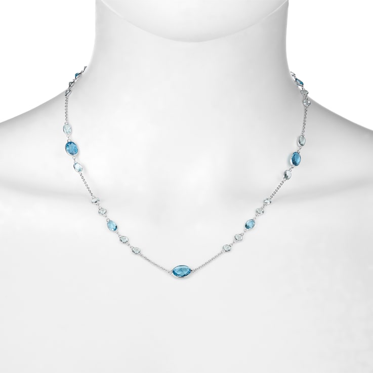 Swiss Blue Topaz 14k White Gold 18" Necklace 7.93ctw