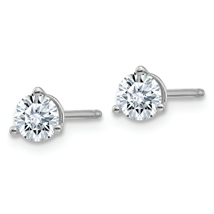 Rhodium Over 14K White Gold 1/2ct. 4.0mm Round G H I True Light
Moissanite Earrings