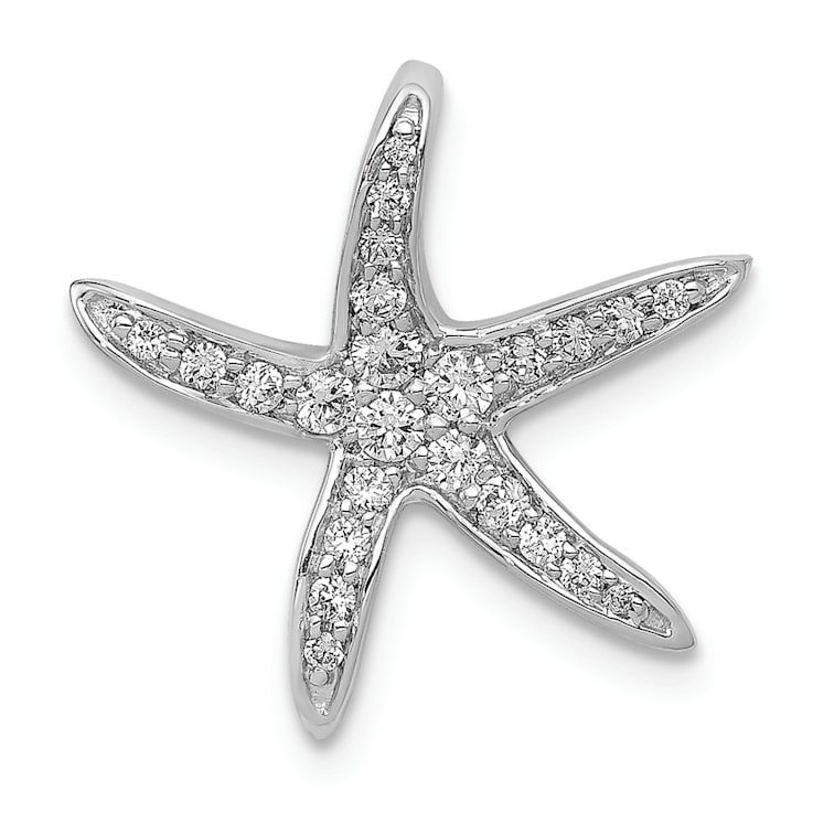 Rhodium Over 14k White Gold Diamond Starfish Chain Slide Pendant
