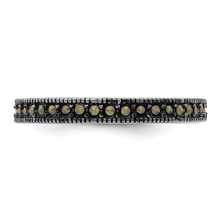 Rhodium Over Sterling Silver Stackable Expressions Marcasite Band