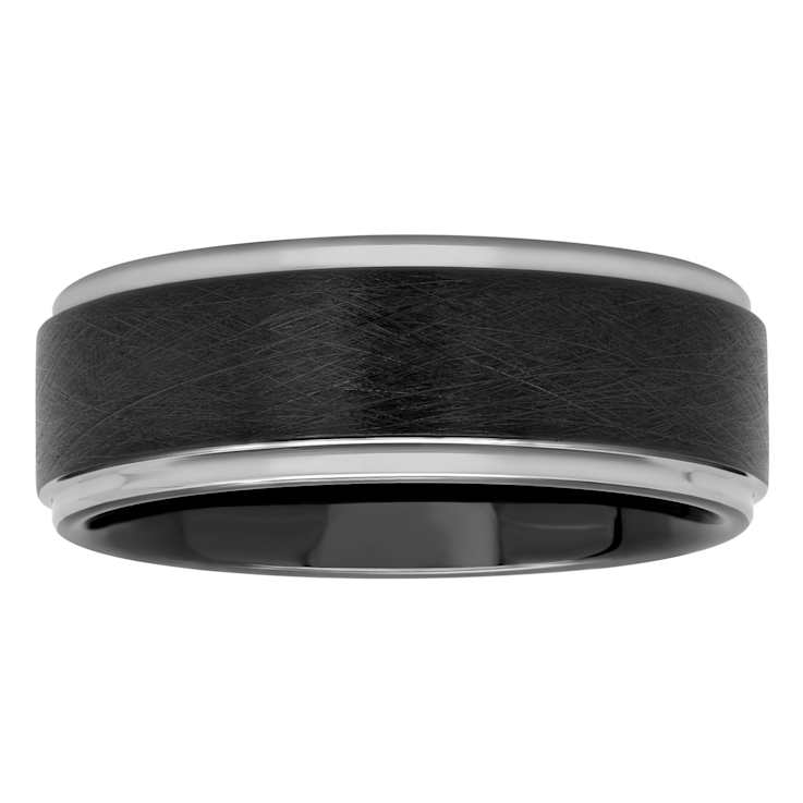 Robert Alton Men's Gunmetal Ion Plated 8mm Band Ring In Tungsten