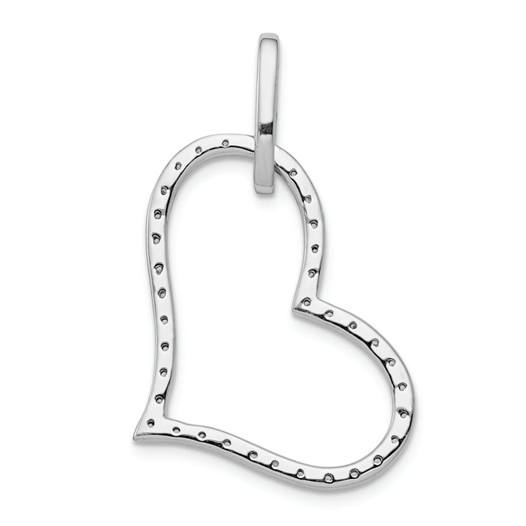 Rhodium Over 14k White Gold Diamond Heart Pendant
