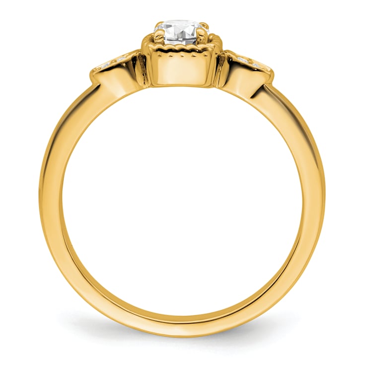 14K Yellow Gold Petite Rope Edge Round Diamond Ring 0.24ctw