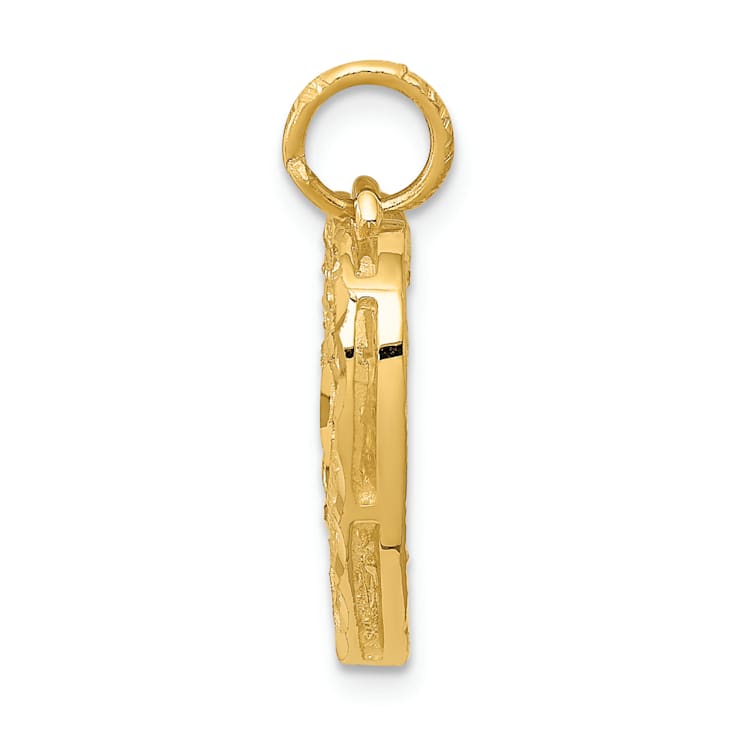 14k Yellow Gold Polished and Diamond-Cut Heart Pendant