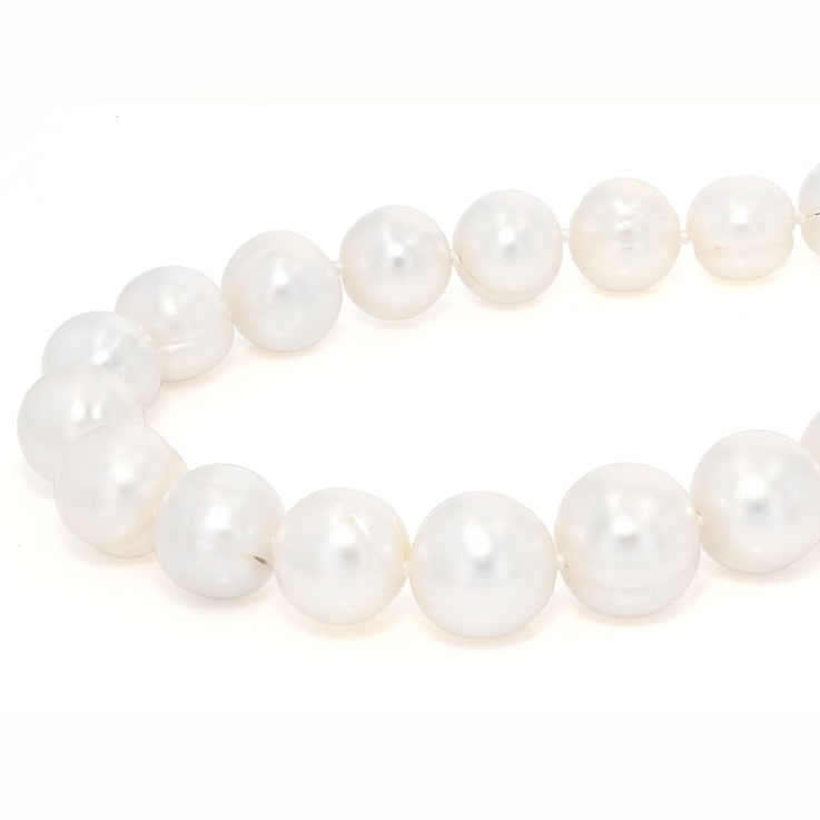 Freshwater Pearl Beaded Necklace In Sterling Silver 24 Inch