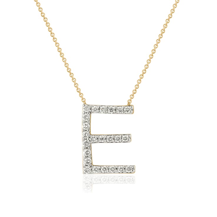 Lab-Grown Diamond Initial E Necklace In 14K Gold Over Sterling Silver 0.50ctw
