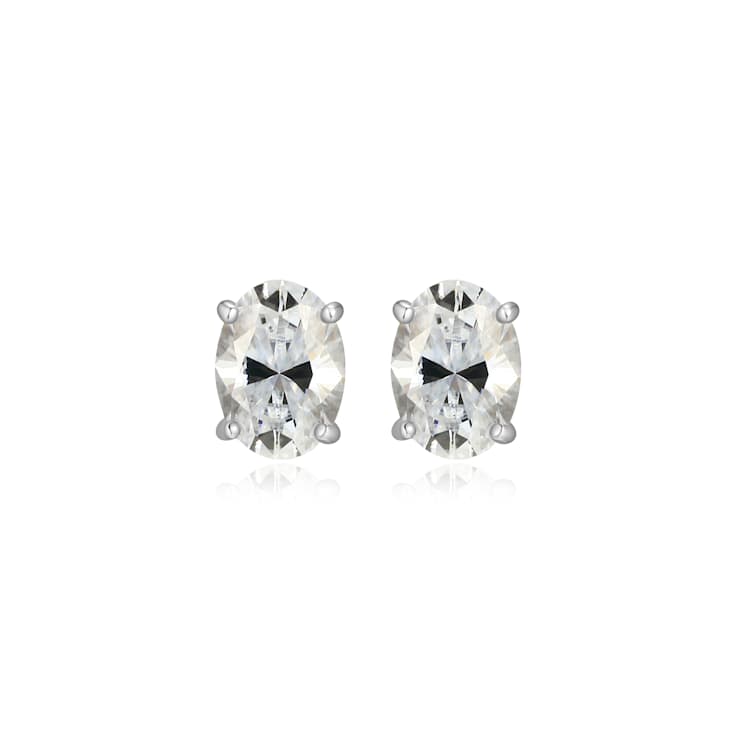 Oval Moissanite Platineve Stud Earrings 1.90ctw DEW