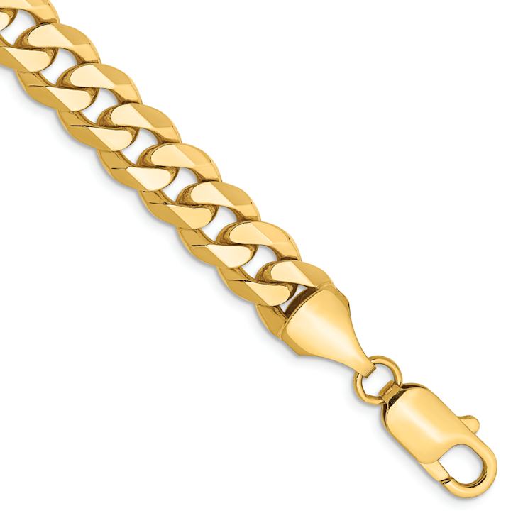 14k Yellow Gold 8.5mm Flat Beveled Curb Link Bracelet