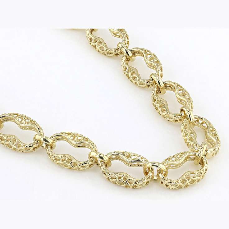 Turkish Mariner Chain Necklace In 18K Gold Over Sterling Silver 8mm 18 Inch