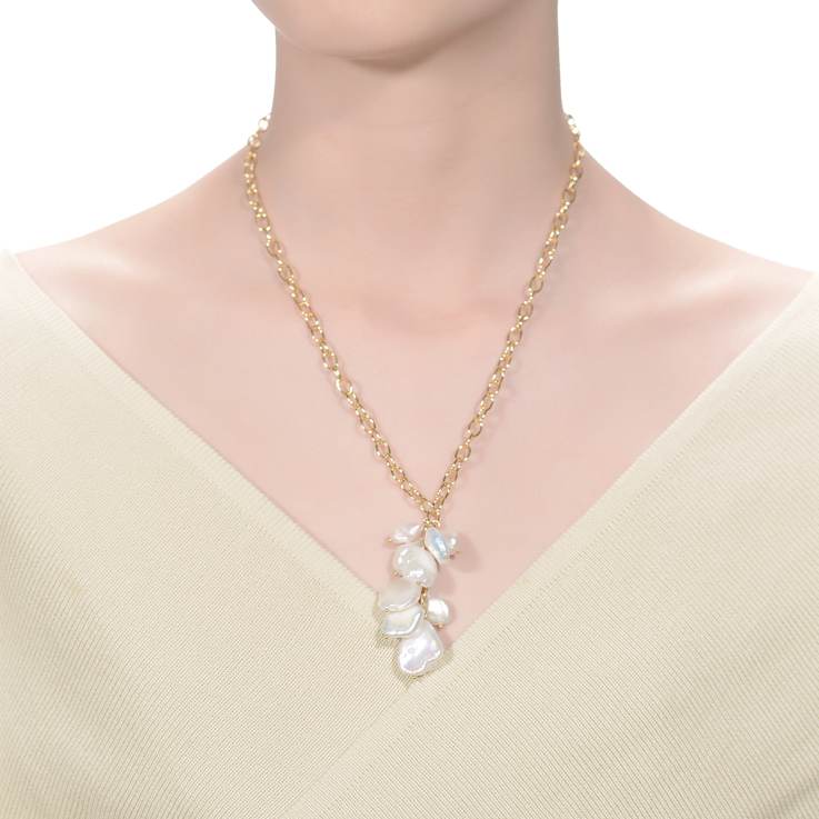 Pear Shape Freshwater Pearl Solitaire Pendant In 14K Gold Over Sterling Silver