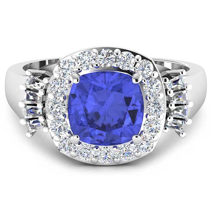2.72ctw Violet Tanzanite and Diamond 14K White Gold Halo Ring