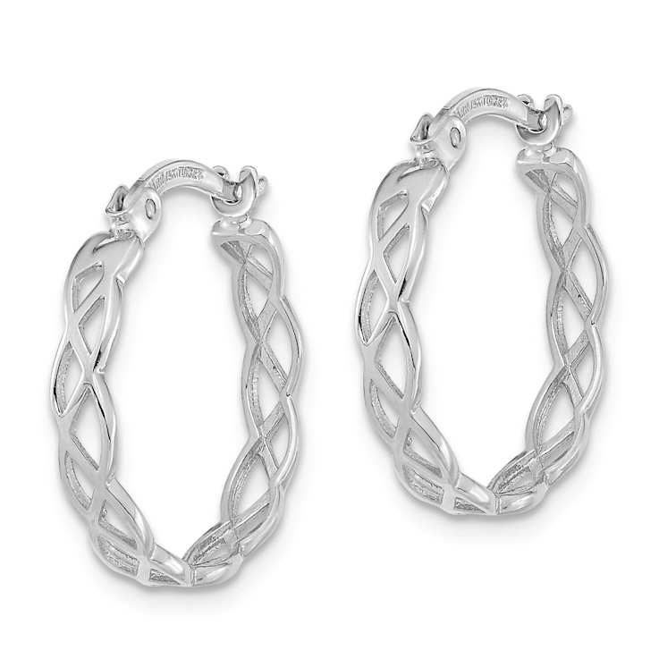 Rhodium Over 14k White Gold Polished 11/16" Intertwined Filigree
Hoop Earrings