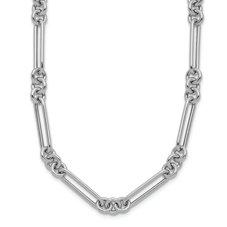 Rhodium Over 14k White Gold Polished Fancy Link Necklace