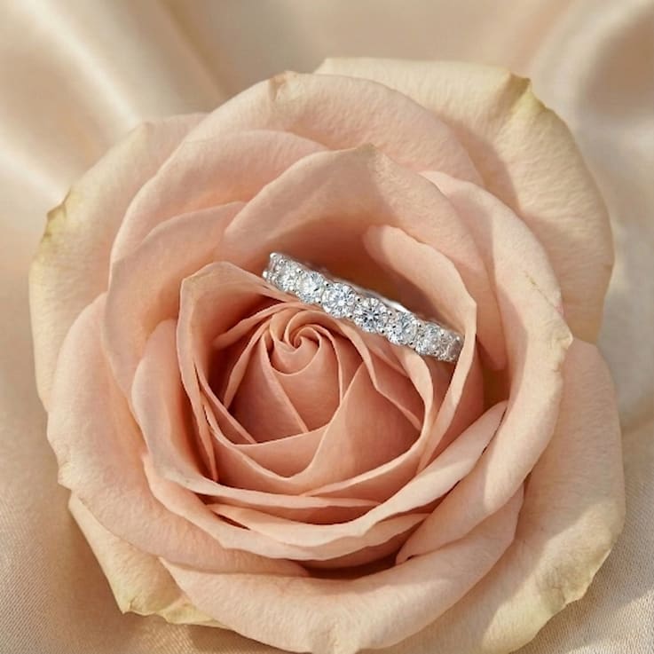 Moissanite Stackable Band Ring In Sterling Silver