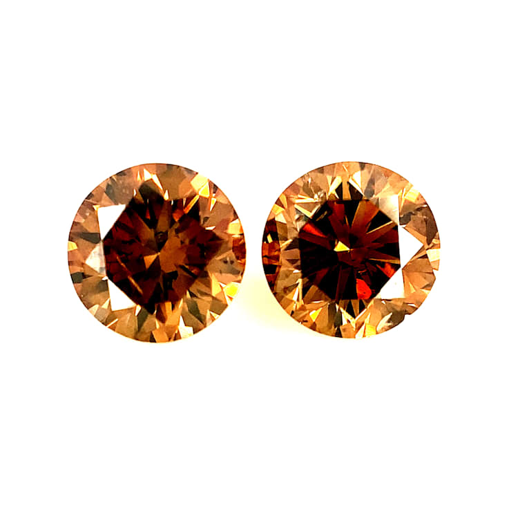 Natural Mocha Brown  Diamond 5.66mm Round Matched Pair 1.44ctw