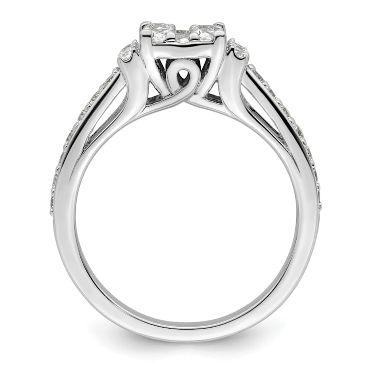 Rhodium Over 14K White Gold Lab Grown Diamond VS/SI GH, Cluster Ring 0.739ctw
