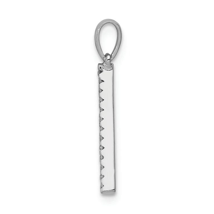 Rhodium Over 14K White Gold Diamond Letter A Initial Pendant