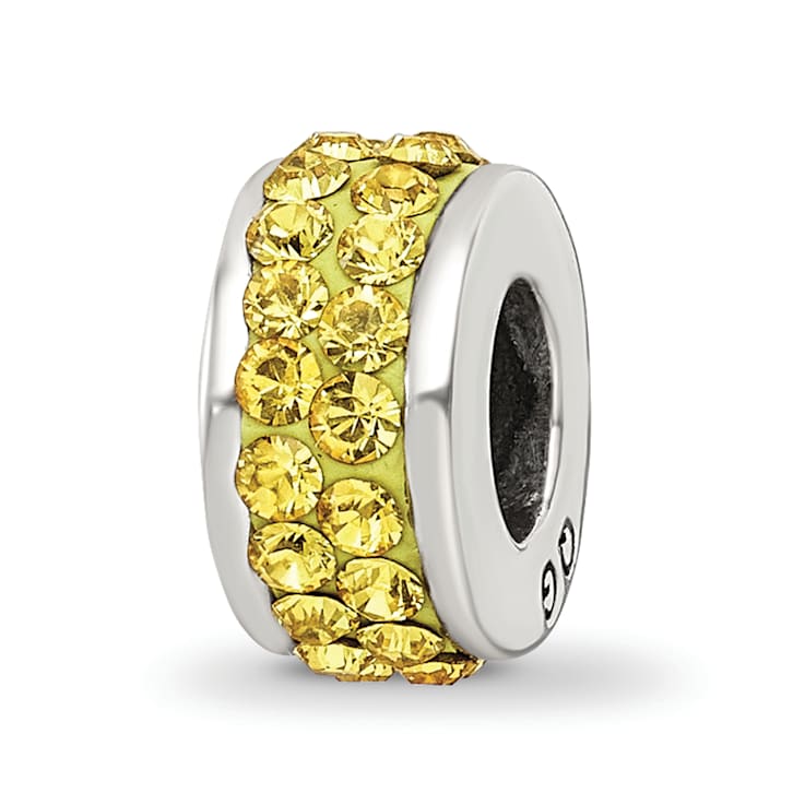 Sterling Silver Reflections Yellow Double Row Preciosa Crystal Bead
