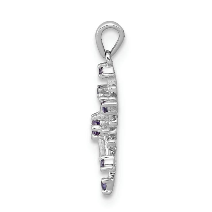 Rhodium Over 14k White Gold Blue and White Diamond Snowflake Pendant