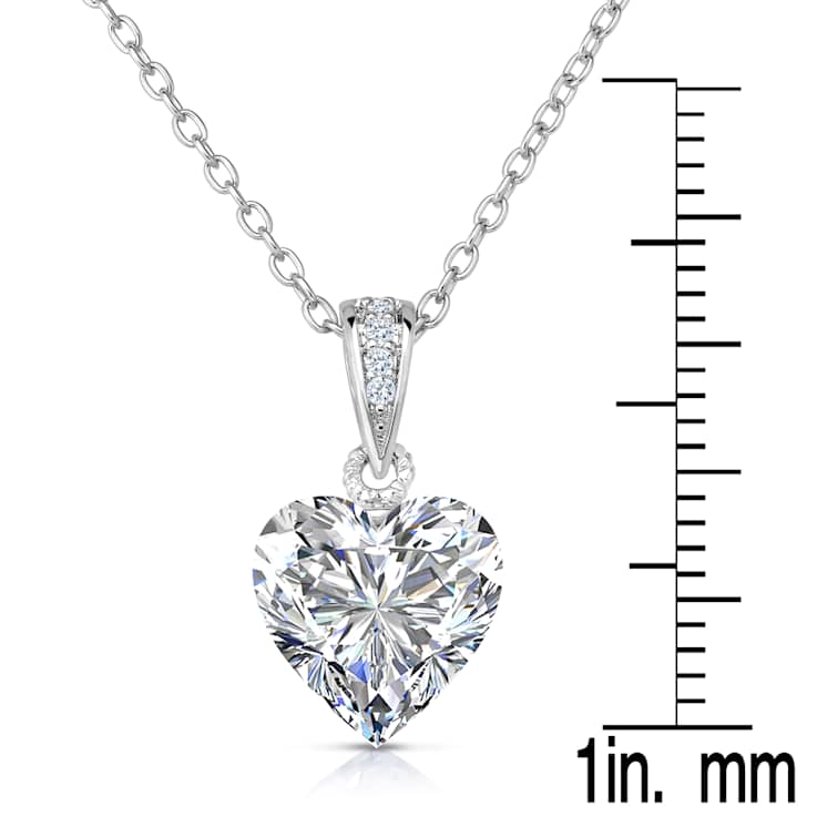 Heart Shape CZ Solitaire Pendant In Sterling Silver