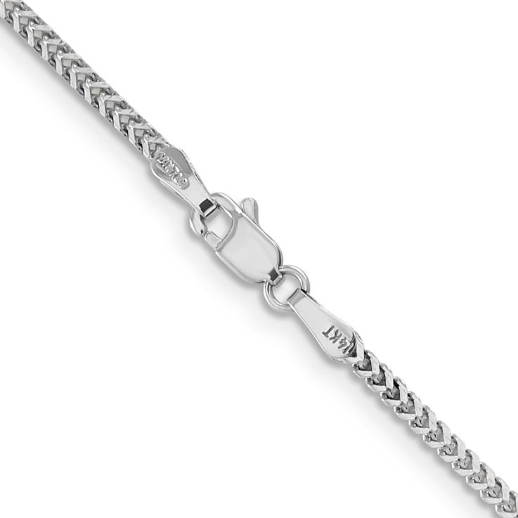 Rhodium Over 14k White Gold 1.5mm Solid Franco 16 Inch Chain