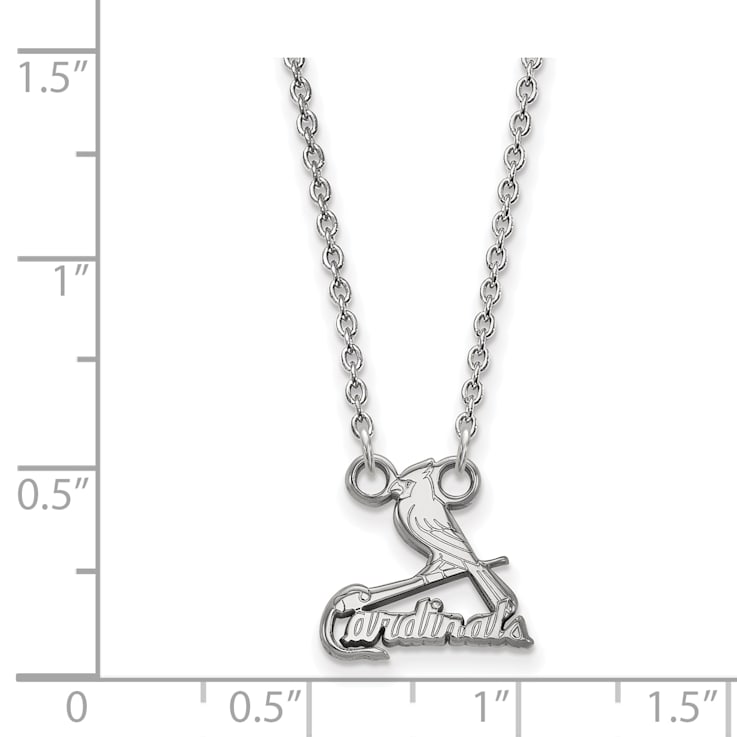 Rhodium Over Sterling Silver MLB LogoArt St. Louis Cardinals Pendant Necklace