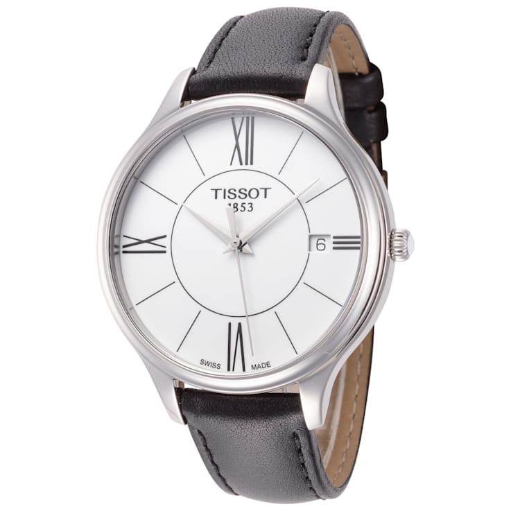 Tissot Women s Bella Ora 38mm Quartz White Dial Black Leather