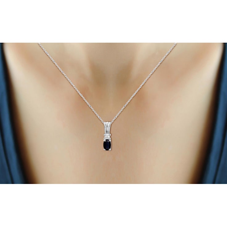 Black Sapphire Rhodium Over Sterling Silver Pendant with Chain 0.55ctw