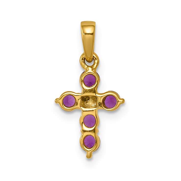 10k Yellow Gold and Rhodium Over 10k Yellow Gold 0.3 cttw Ruby and
Diamond Cross Pendant