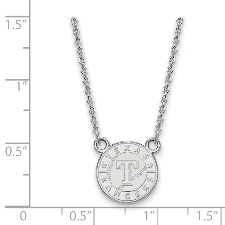 Rhodium Over Sterling Silver MLB LogoArt Texas Rangers Pendant Necklace