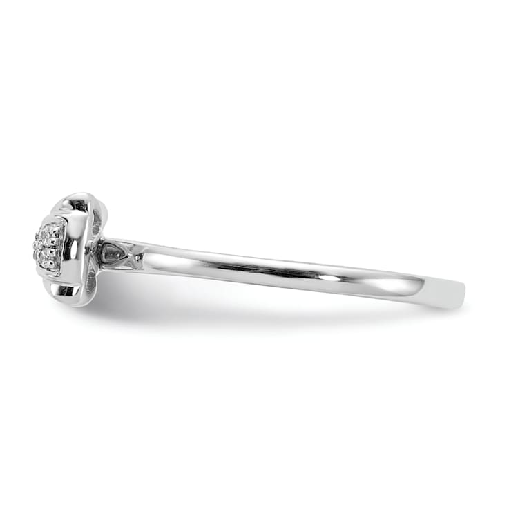 Rhodium Over 14K White Gold Diamond Bow Ring