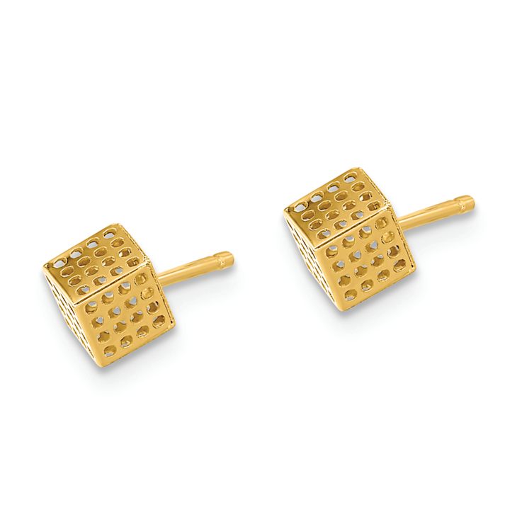 14k Yellow Gold Block Stud Earrings