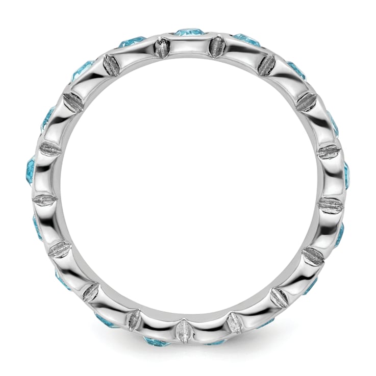 Sterling Silver Stackable Expressions Blue Crystal Ring